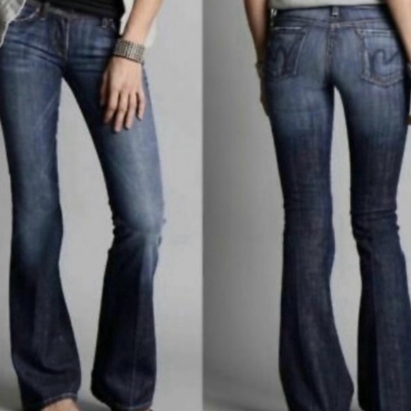 CITIZENS OF HUMANITY Denim Ingrid #002 Low Waist Flare Blue Jeans Size 28 - Picture 1 of 13